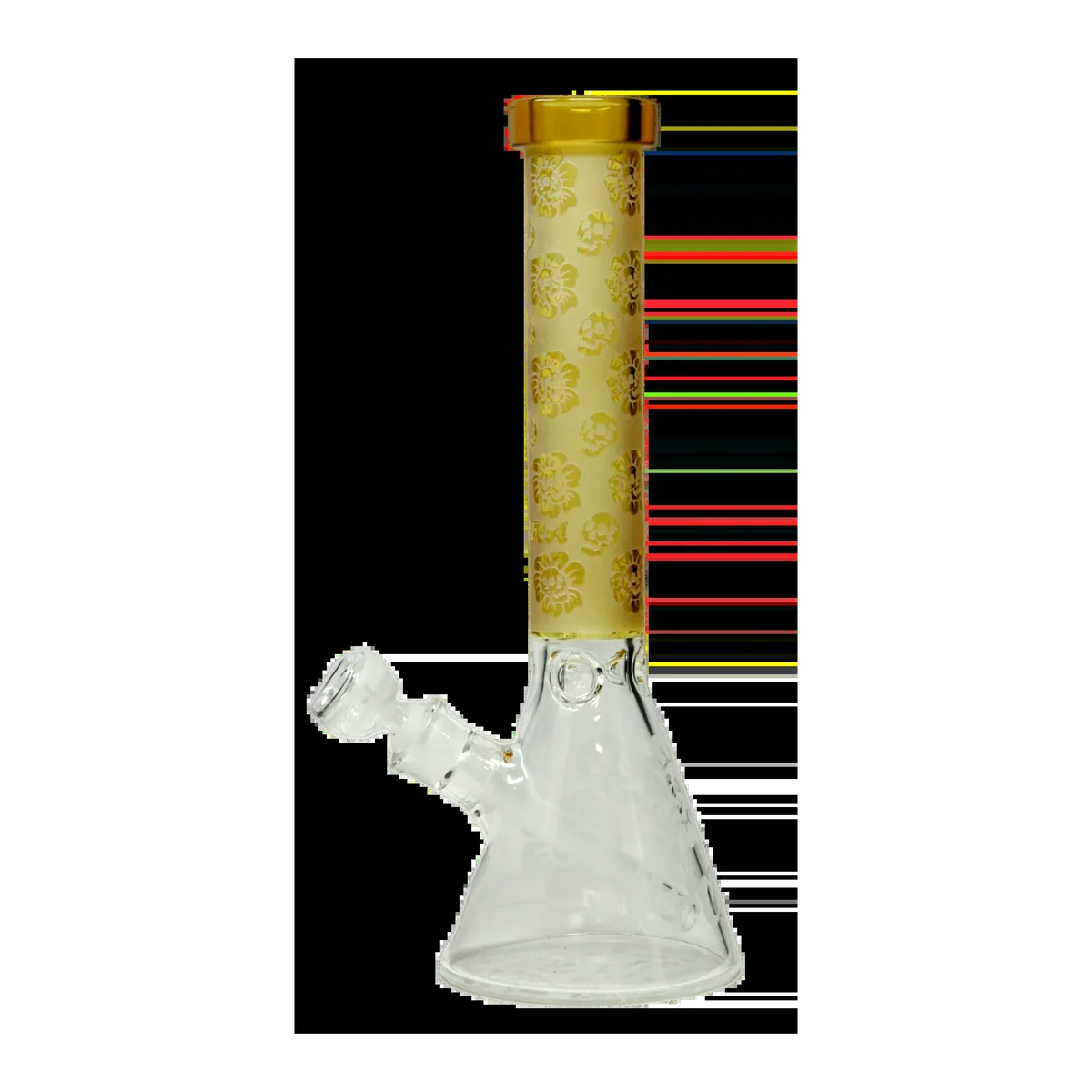 Glass Bongs 14” 7mm Deep Engraved Forst Skull Beaker - Yellow