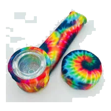 Vape Accessories 3.5″ Silicone Pipe w/ Glass Bowl Rainbow