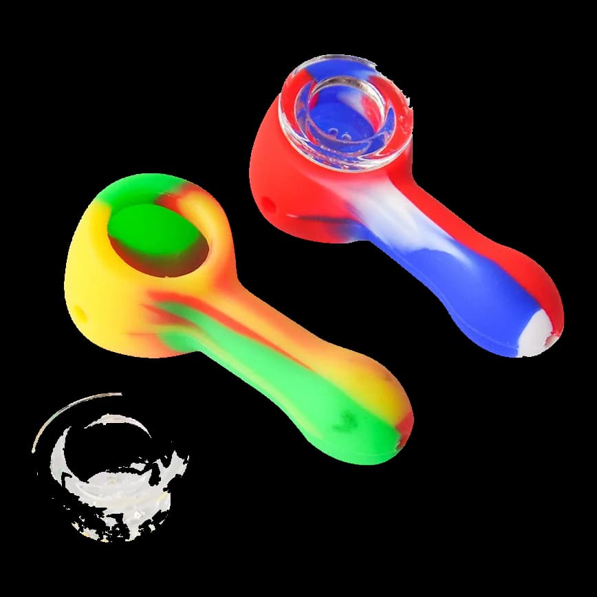 Glass Bongs 3.5″ Silicone Pipe w/ Glass Bowl Rainbowv
